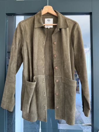 Sézane Will Jacke aus Suede Wildleder, olivgrün, XS/S