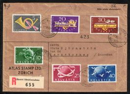1949 "100 Jahre Post" und "75 Jahre UPU" auf Brief