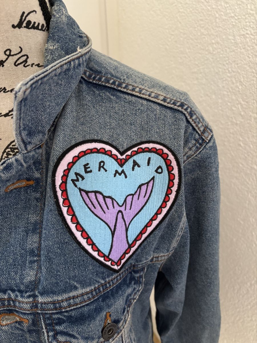 Topshop Giacche: Jeansjacke mit Dekopatches - Mermaid – Usato da Schönenbuch venduto da san_b2tj 4