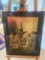 Gerahmtes Bild von Georges Bodmer. Kirche Uitikon. Rarität!