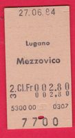 KARTON BILLETT, LUGANO - MEZZOVICO, 2. KLASSE, EINFACH