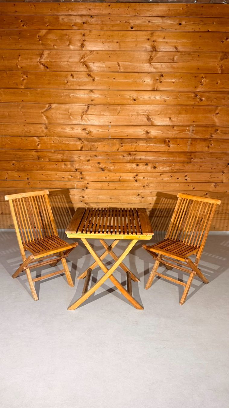 Set di tavolo e panche: Klappbares Teak Gartenmöbel Set 3-teilig Bistroset Balkonset – Usato da Rickenbach ZH venduto da Der-Insider