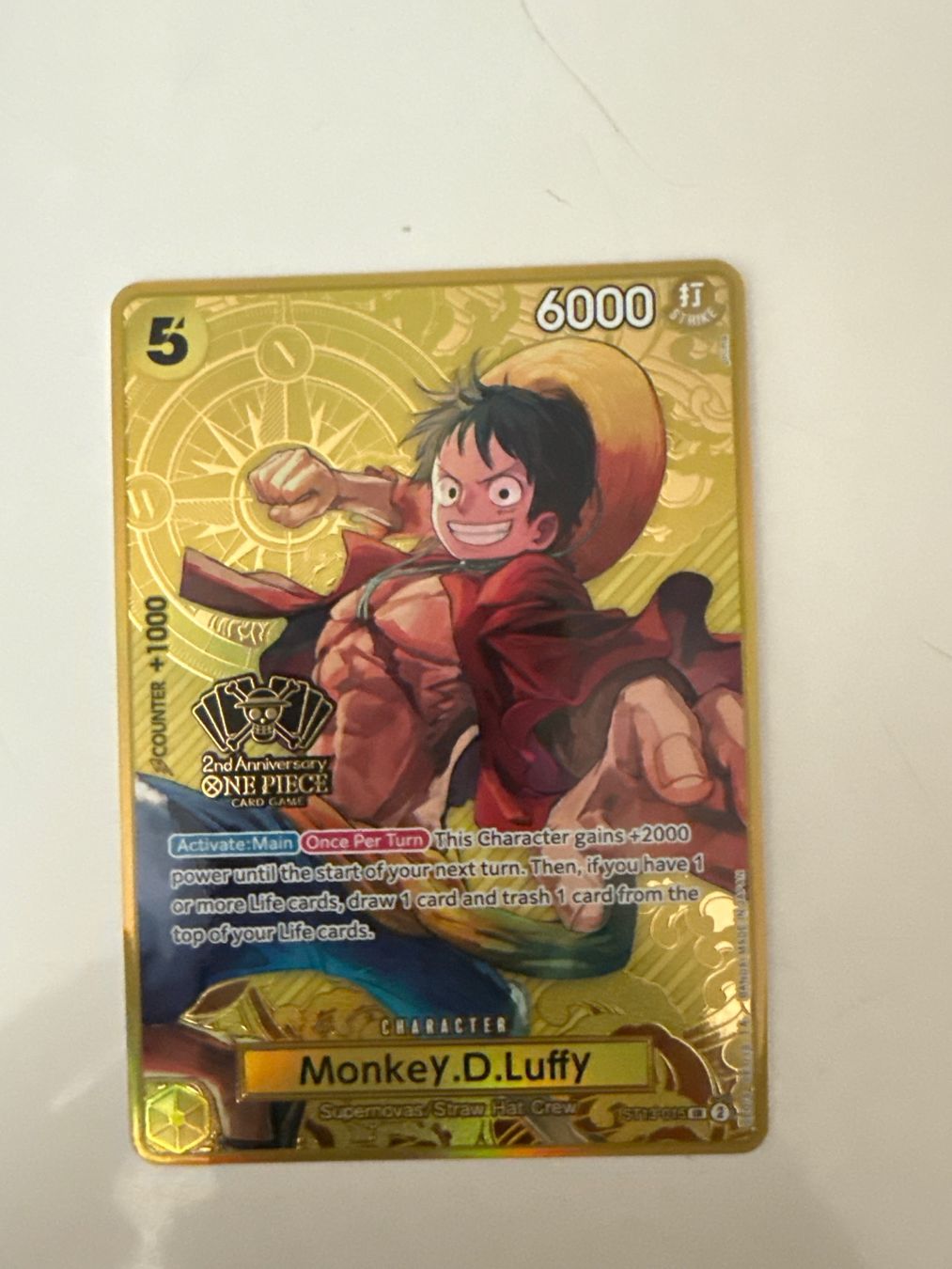 Cartoline: One piece tcg Monkey D. Luffy 2nd anniversary – Nuovo (secondo la descrizione) da Winterthur venduto da bol_9cvx 1