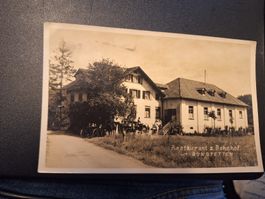 Antike Postkarte Restaurant Bahnhof Bonstetten 