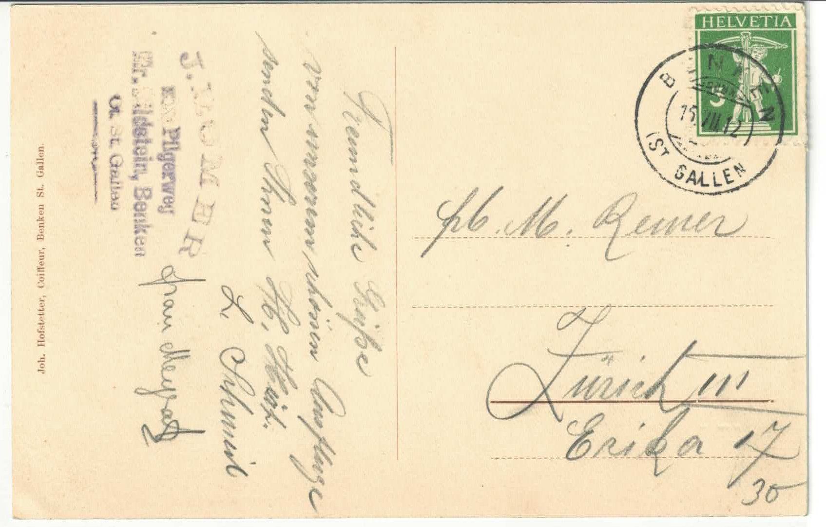 Cartoline postali: Gruss von Maria Bildstein Benken SG – Usato da Ettingen venduto da Kartenplanet 1
