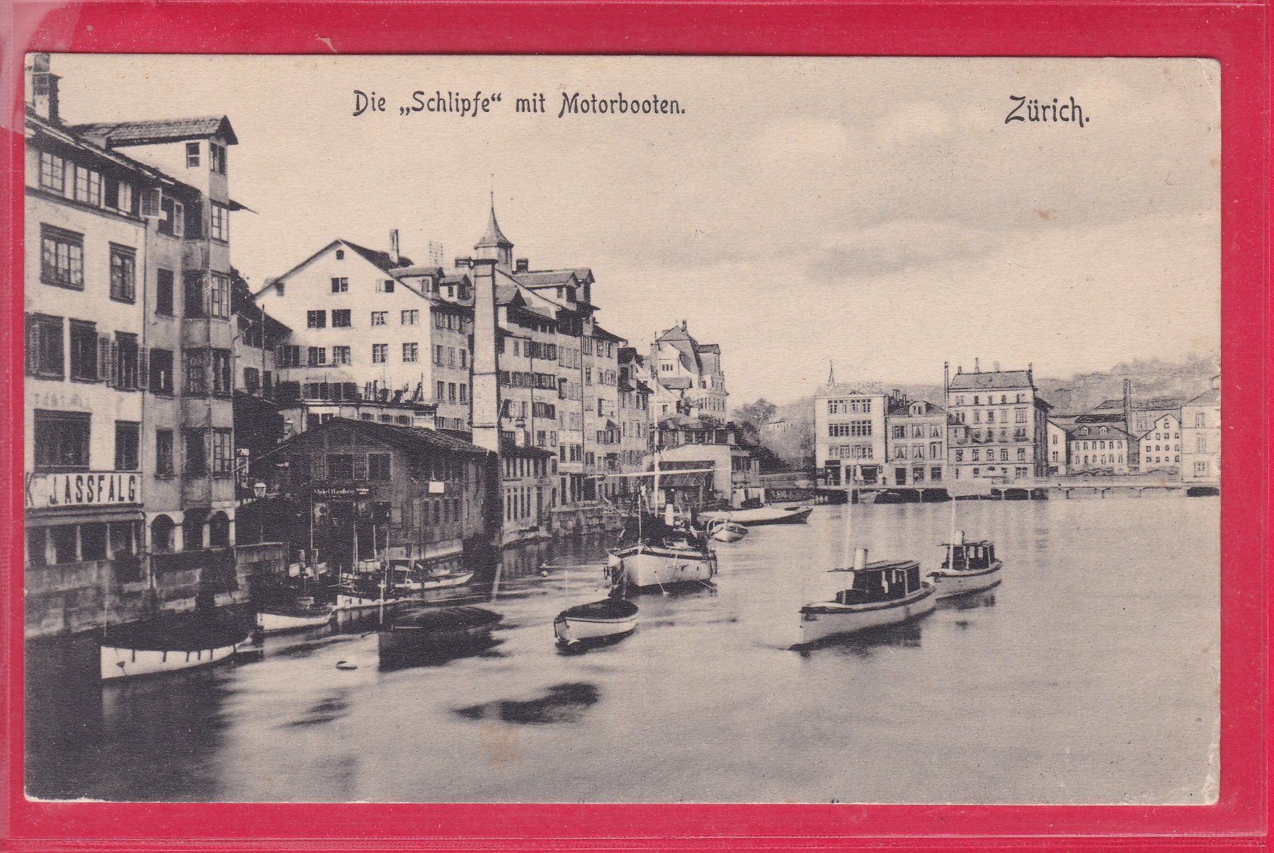 Cartoline postali: ZÜRICH, DIE "SCHLIPFE" MIT MOTORBOOTEN – Usato da Oberrieden venduto da Gebirgsstelze