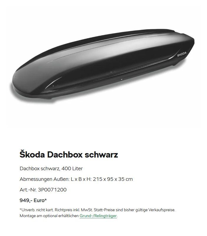 Box da tetto: Dachbox Original SKODA 400L (3P0071200) – Usato da Sempach venduto da sta_p662 2