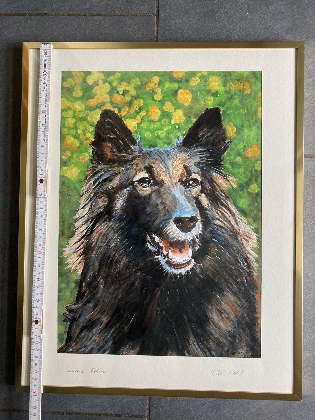 Dipinti: GEMÄLDE  Hund  Schäfer  monogrammiert 2003  gerahmt / Glas – Usato da Subingen venduto da ArtBead 3