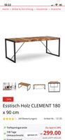 Esstisch Holz CLEMENT 180x90cm Gebraucht, 3-jährig