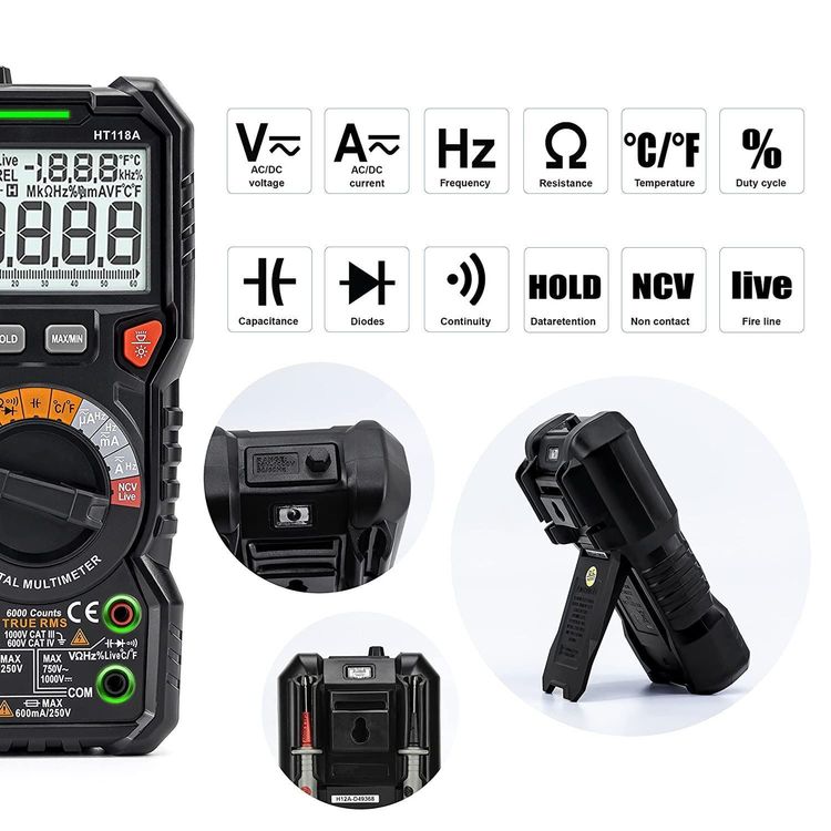 KWS DC200 Digitaler Tester, Multimeter, Leistungsmesser, Spannung, Voltmeter, Amperemeter, Lasttester, Unterstützt die Erkennung von Timing, Temperatur, Kapazität