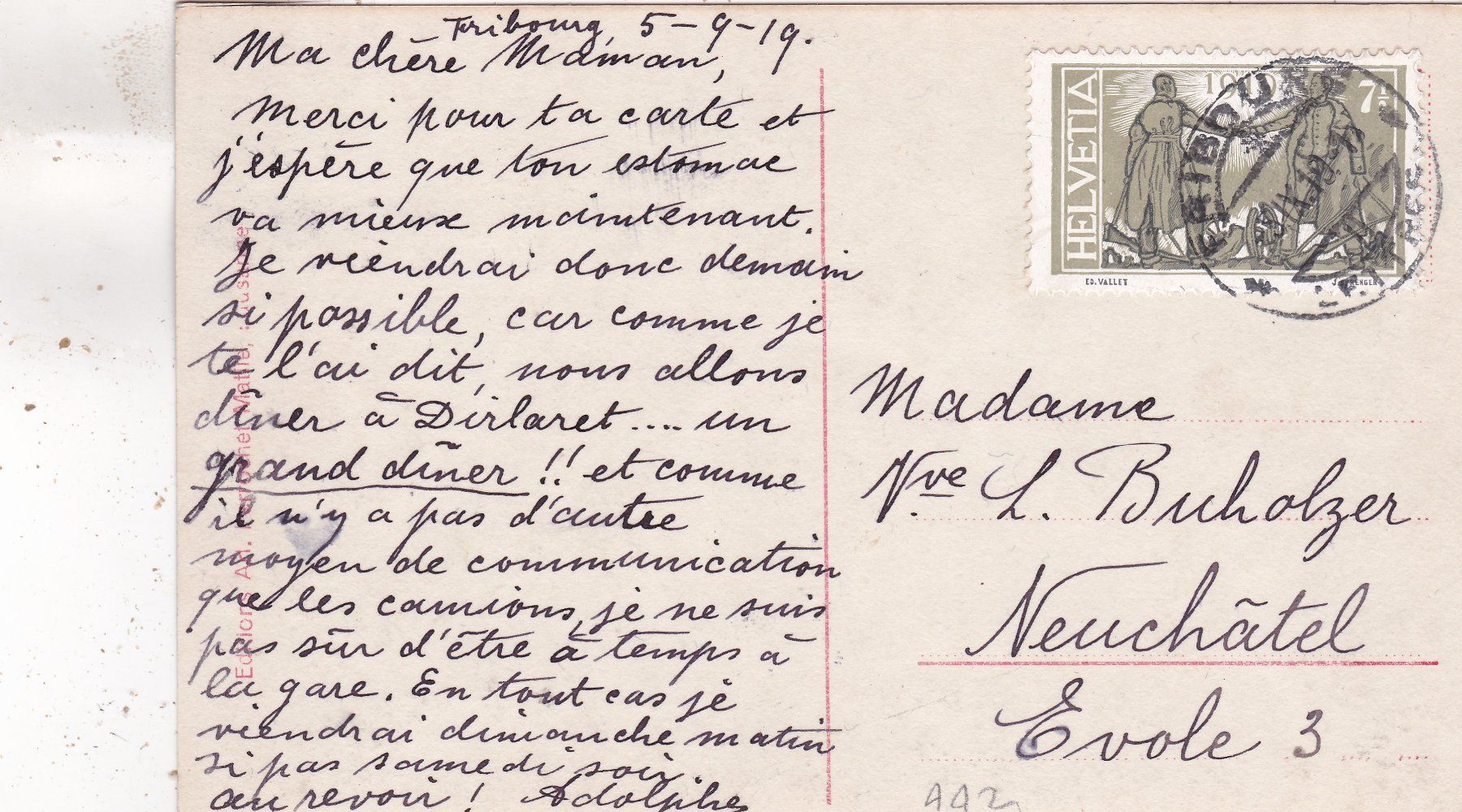 Cartes postales: Fribourg 1919 – D'occasion à Herisau par Lisegrat2008 1
