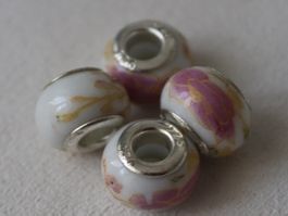 4er-Set Romantische Grosslochperlen für Bettelarmbänder