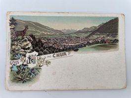 Alte ASK "Gruss aus Chur" mit Hirschmotiv. ca 1905