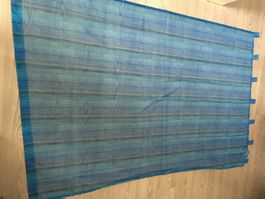 3 x blaufarbige Vorhänge 144cm B/224cm L