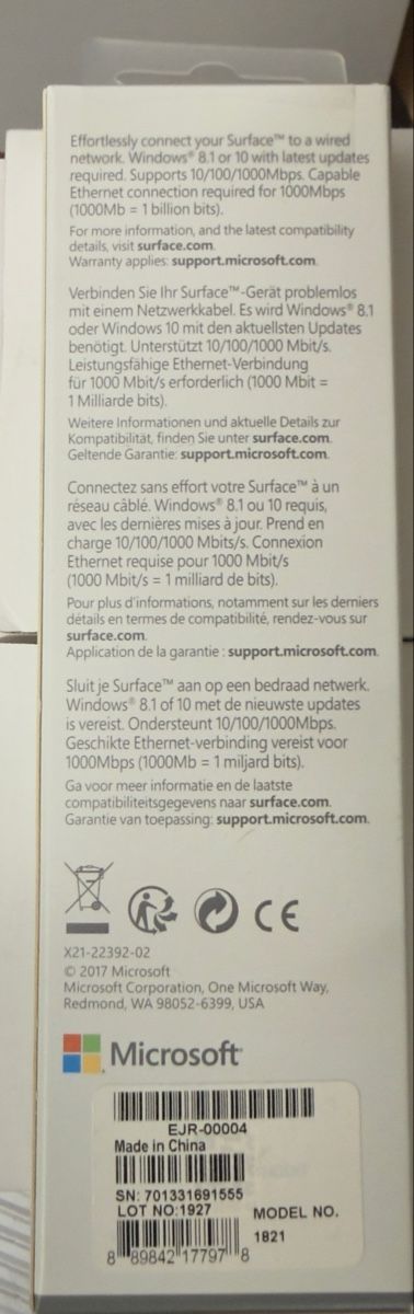 Microsoft Unità & Adattatore: Microsoft Surface USB 3.0 Gigabit Ethernet Adapter – Nuovo e nell'imballaggio originale da Basel venduto da tamy90 1