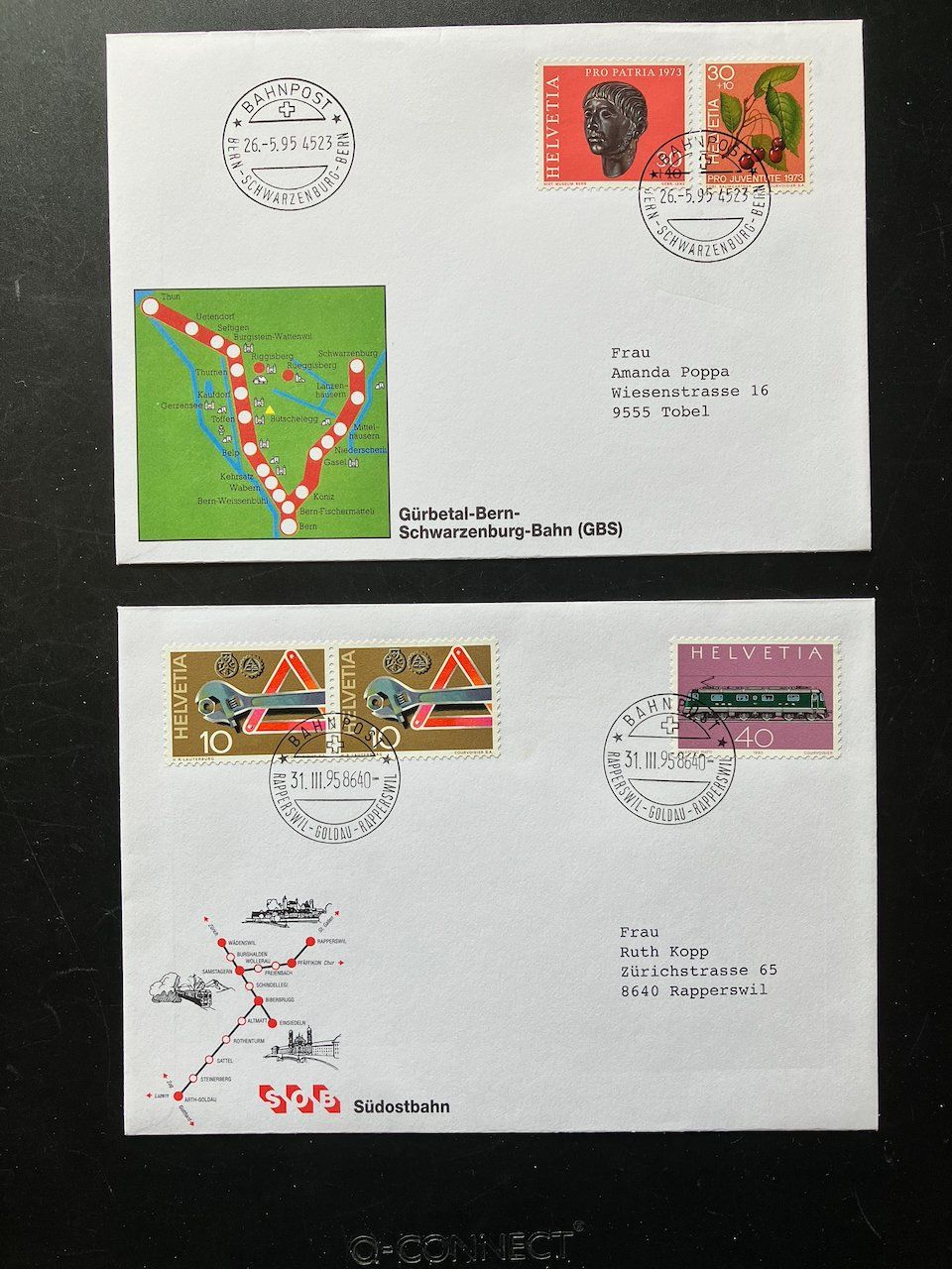 Tutti i francobolli: 2 Bahnpost Sonderbriefe 1995 Schweiz – Usato da Nesslau venduto da andi_hon