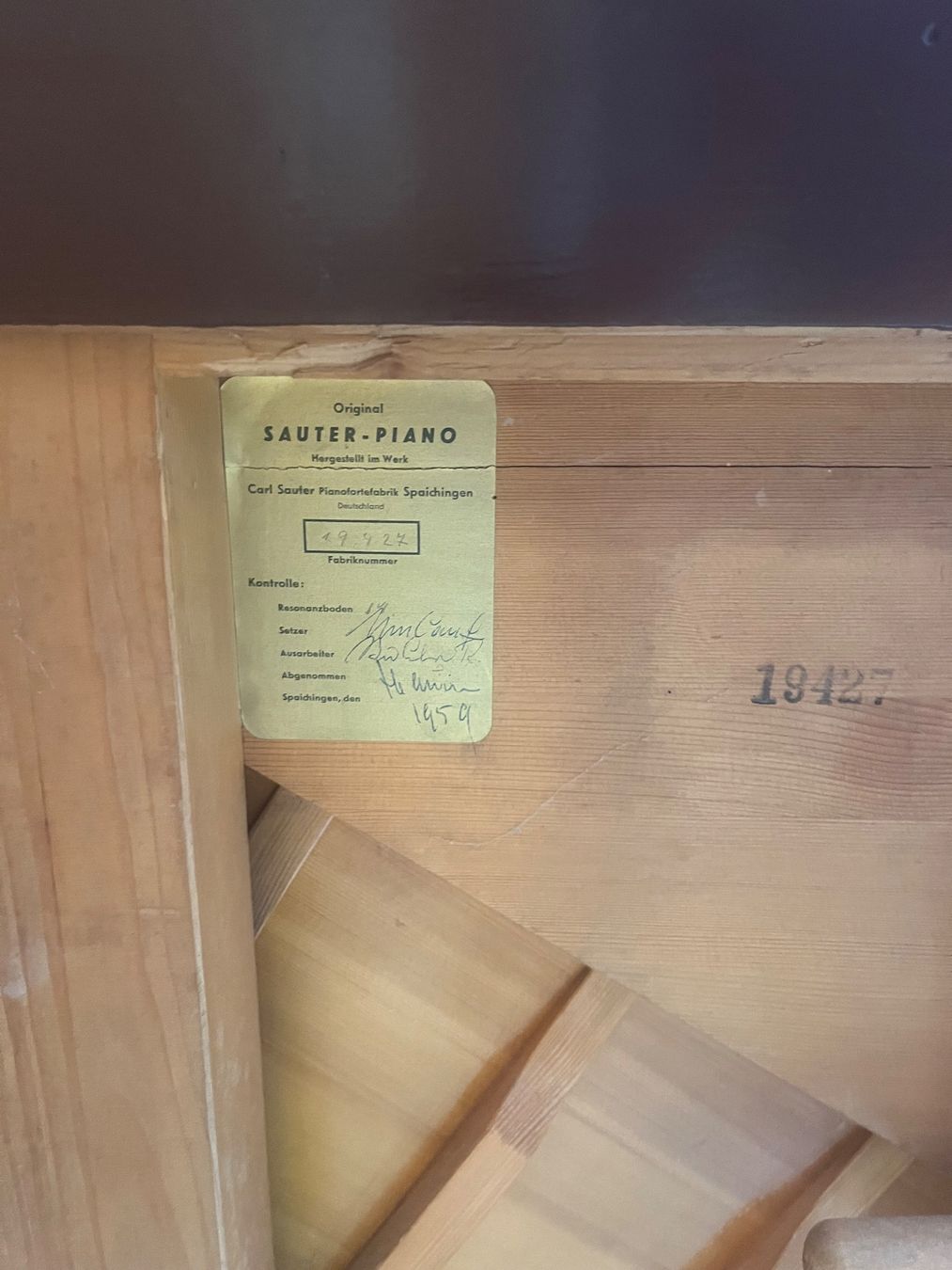 Musikinstrumente: Sauter Klavier 1959 – Gebraucht aus Seengen von HZE51 1
