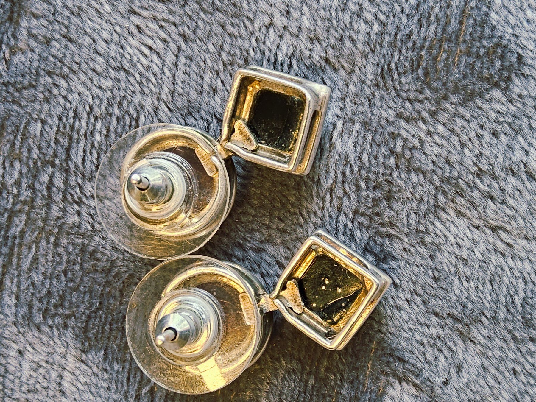 Orecchini pendenti & Orecchini a lobo: Vintage schicke Bernstein versilberte Ohrstecker – Usato da Zürich venduto da philpip 7