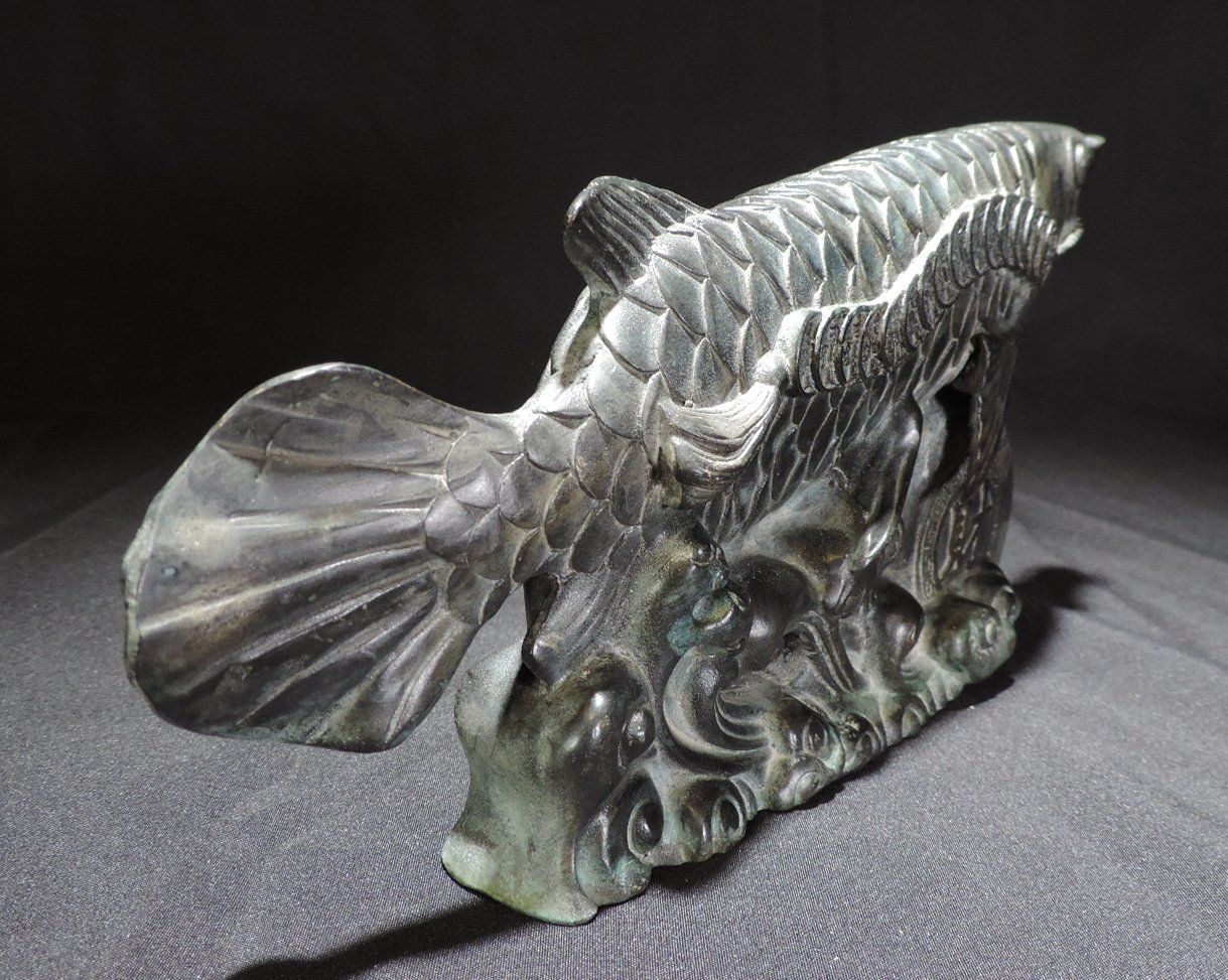 Statuette: Feng Shui Glücksfisch Statue, Drachenfisch aus Bronze – Usato da Duggingen venduto da roterbambus 3