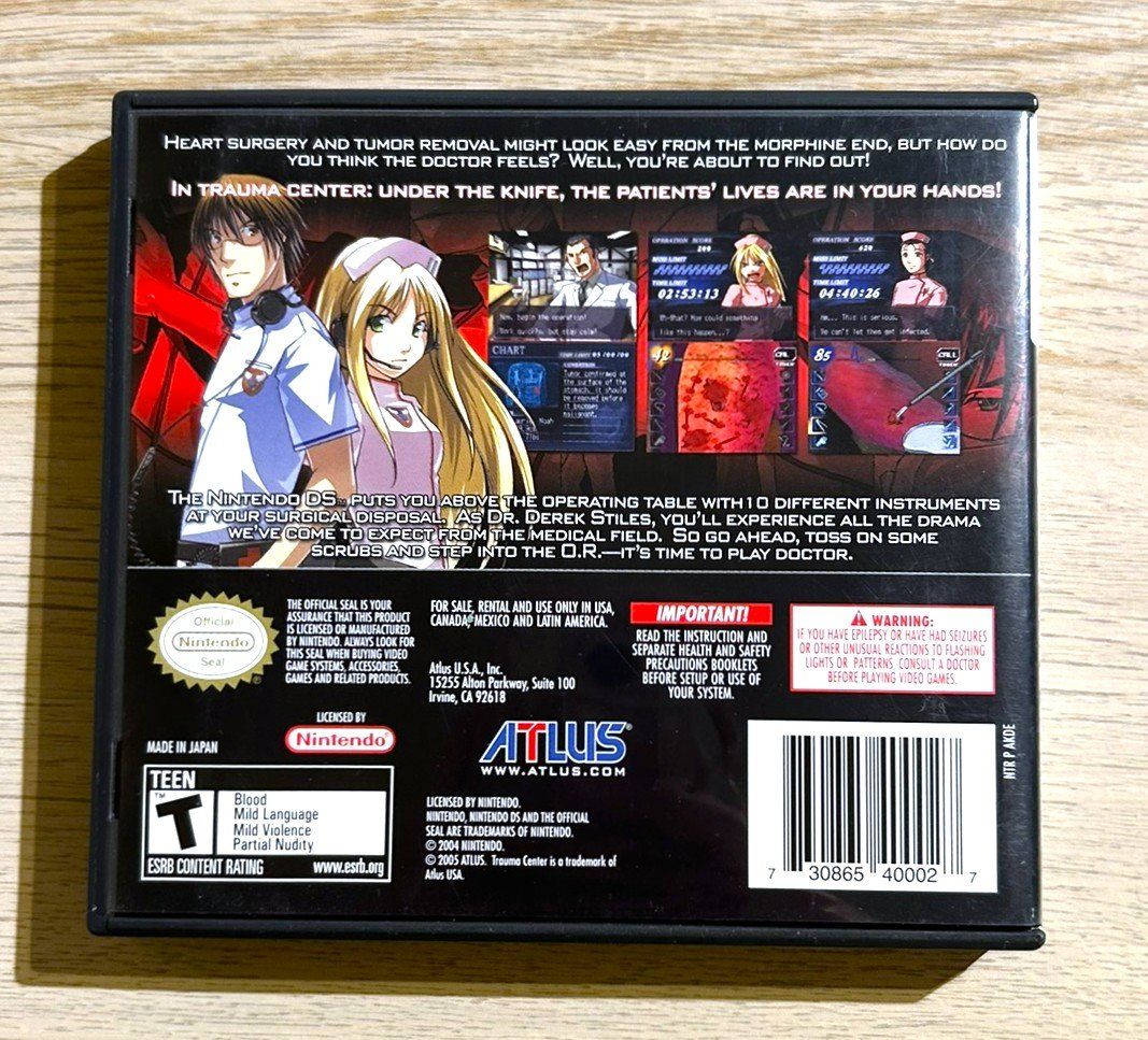 Nintendo Giochi: Trauma Center Under the Knife Nintendo DS – Usato da St. Gallen venduto da Alpine.Arcade 1