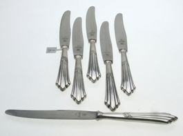 6 WMF 900 Fächer Salat- Dessertmesser versilbert (1B)