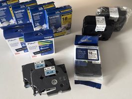 9x Brother P-Touch Bänder Mix (18mm, 9mm, 6mm, 36mm)