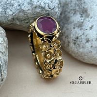 Statement Silber Ring 925 mit Rubin Grösse 56