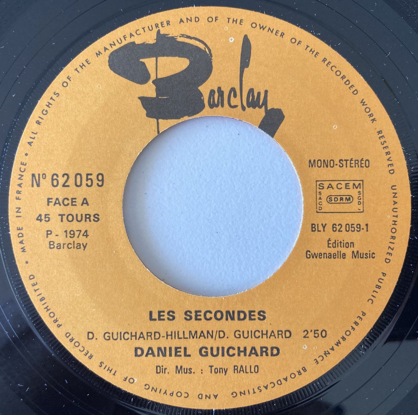 Dischi in vinile: DANIEL GUICHARD - LES SECONDES – Usato da Bottens venduto da hotter-than-hell 2