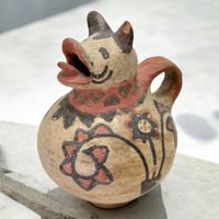 Carafe zoomorphe ancienne de style précolombien, Cusco Inca