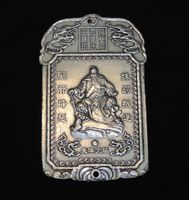 Talisman Anhänger Guan Yu Glücksbringer Metall Silber