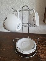 Espressotassen Set, weisses Porzellan mit Halterung☕️
