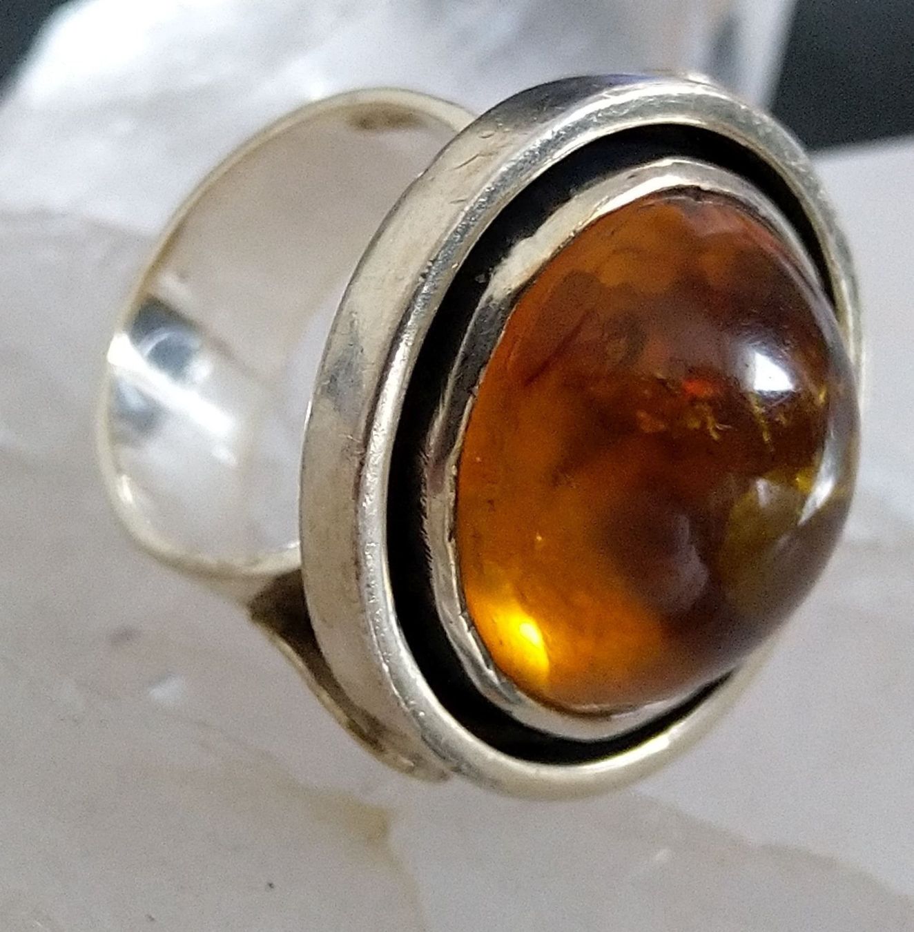 Anelli: TOLLER BERNSTEIN RING IN 925 SILBER – Usato da Romanshorn venduto da Glitzer-Paradies