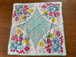 Taschentuch mit Blumenmuster, farbig, 27x27cm