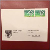 Briefumschlag mit zwei Briefmarken Helvetia 20 gestempelt