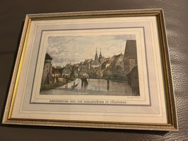 Quadretto "Henkersteg und die Carlsbrücke in Nürnberg" 21x28