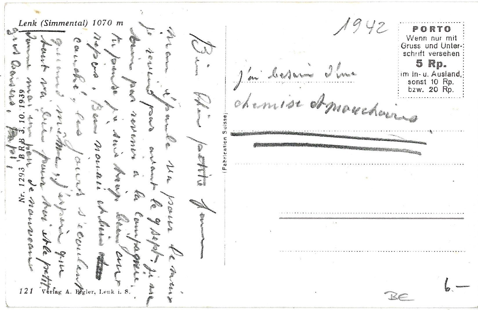 Cartoline postali: Lenk  (Simmental)  1 0 7 0  m – Usato da Bütschwil venduto da Jackson1A 1