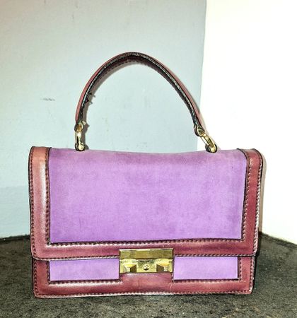vintage Handtasche, Wildleder & pink/lila Farbe☆