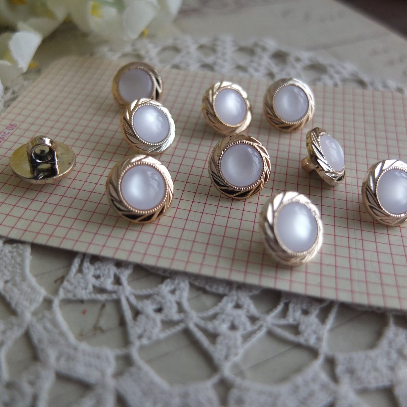 Bottoni: 10 Knopfe bouton boutons Perle Gold Look – Nuovo (secondo la descrizione) da Meyrin venduto da laservette99 1