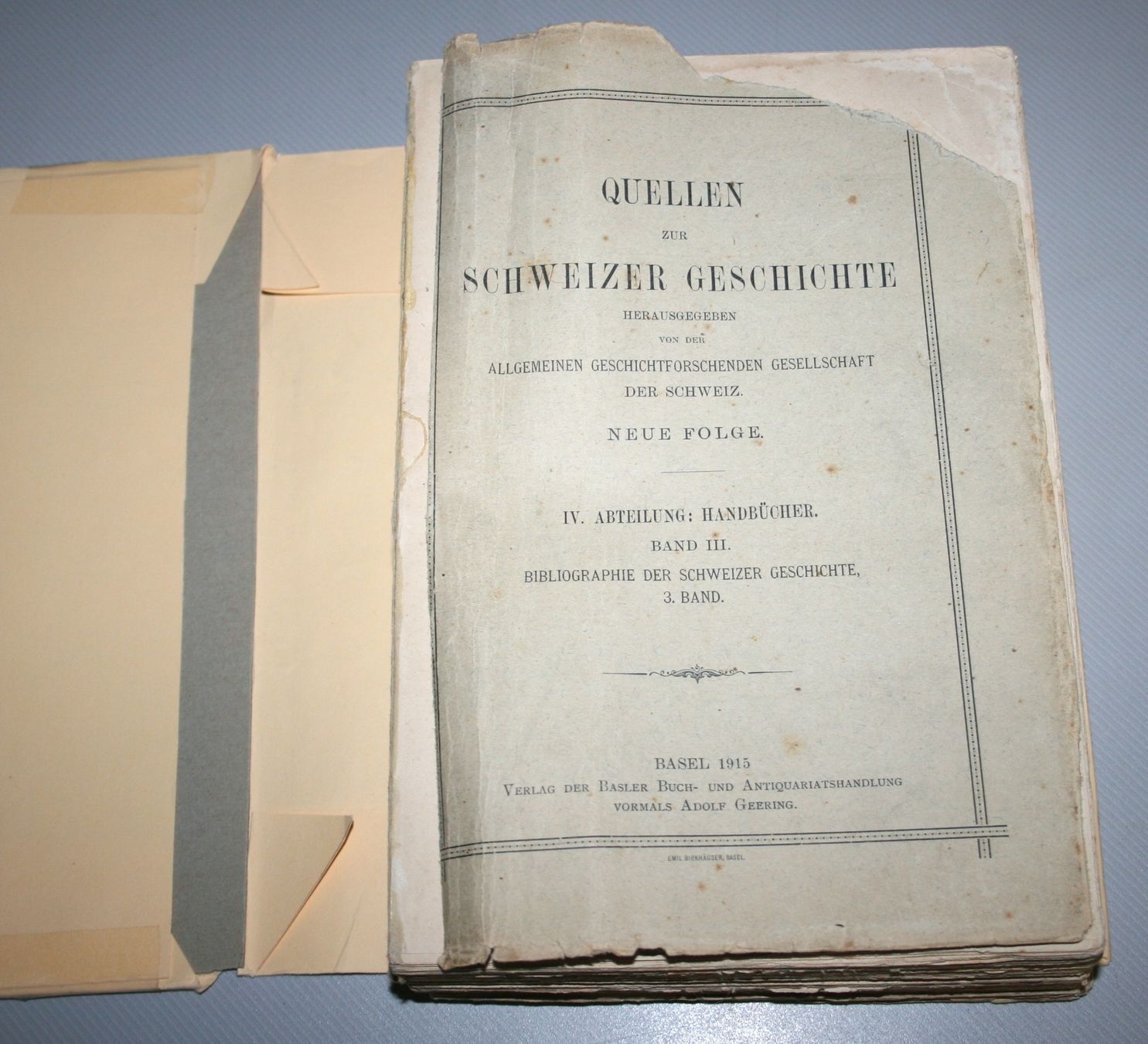 Libri: H. BARTH: Bibliographie der Schweizer Geschichte, 3. Bd 1915 – Usato da Schaffhausen venduto da Kartenprofi 1