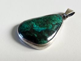 Pendentif vintage en argent 925 avec malachite