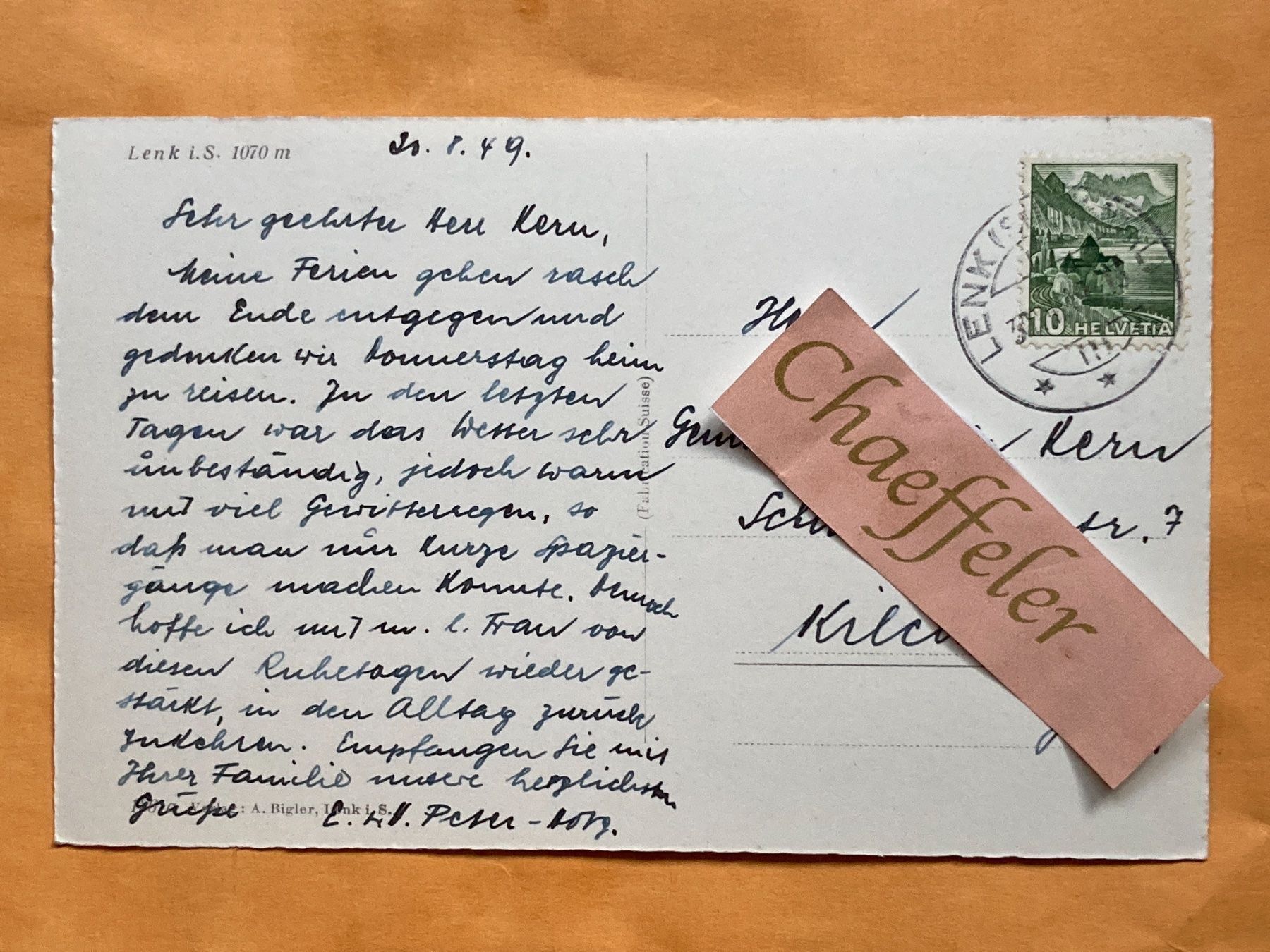 Cartes postales: 1949 Lenk im Simmental – D'occasion à Zürich par Chaeffeler 1