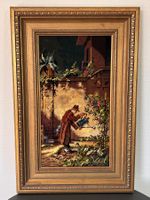 Gobelin Stickbild „Der Gartenfreund“ (Carl Spitzweg) gerahmt