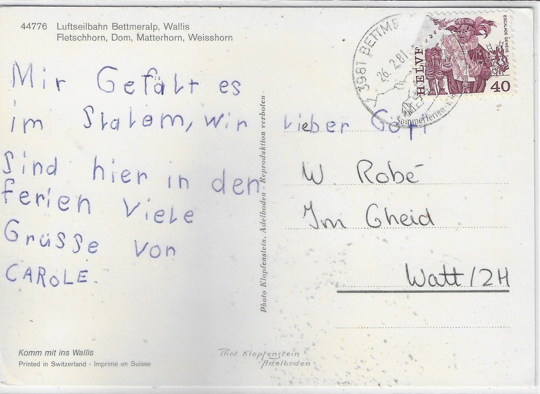 Cartoline postali: Luftseilbahn Bettmeralp im Winter – Usato da Ettingen venduto da Kartenplanet 1