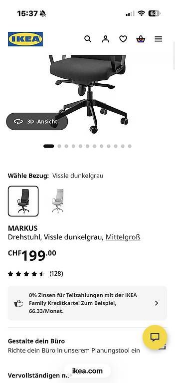 Chaises: Bürostuhl Markus Ikea  – D'occasion à Bottmingen par gab_rq7c 1