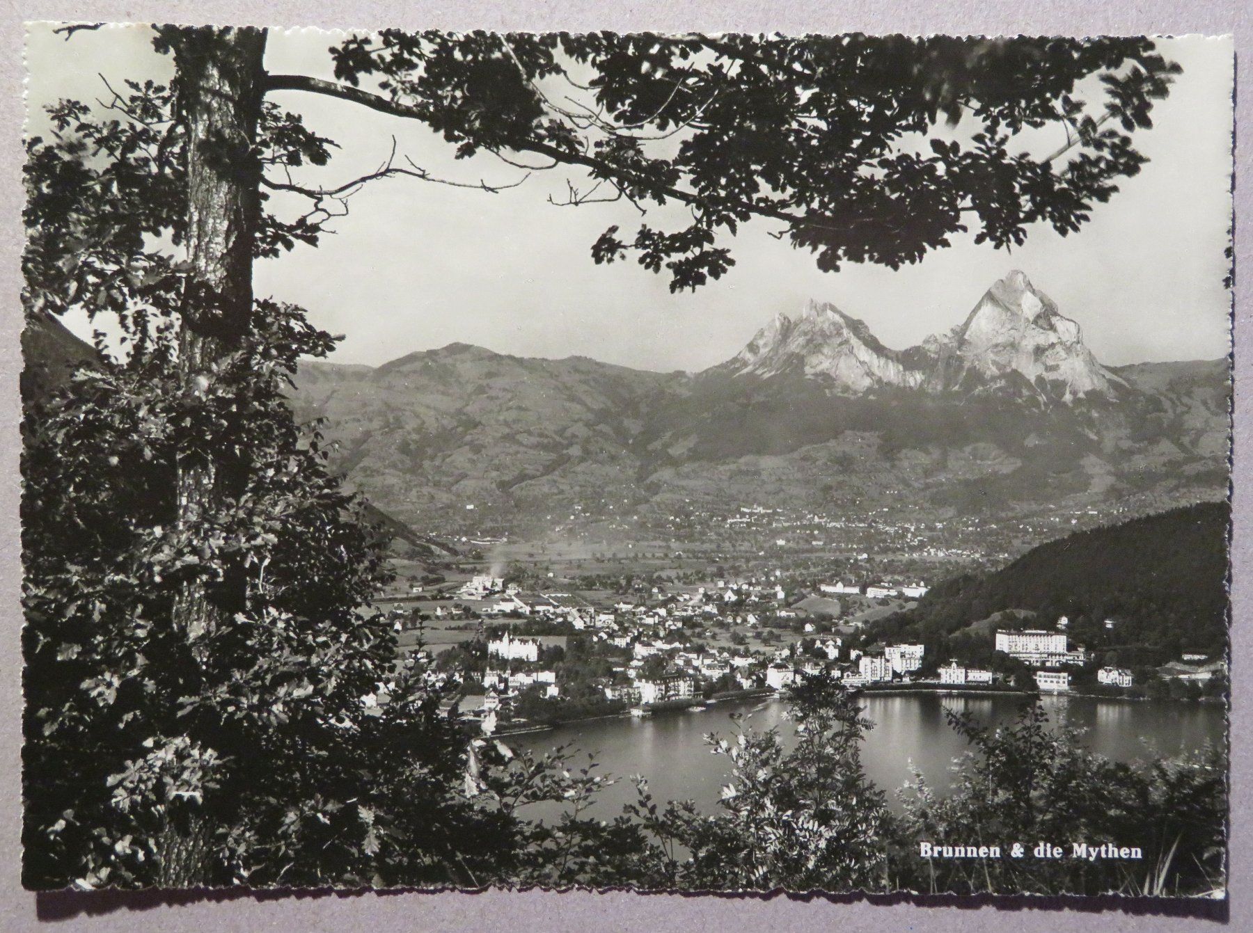 Ansichtskarten: AK Brunnen & die Mythen, ca. 1956 – Gebraucht aus Oberriet SG von Manick