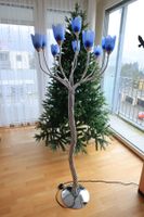 Stehlampe im Tulpendesign blau mit Chrom
