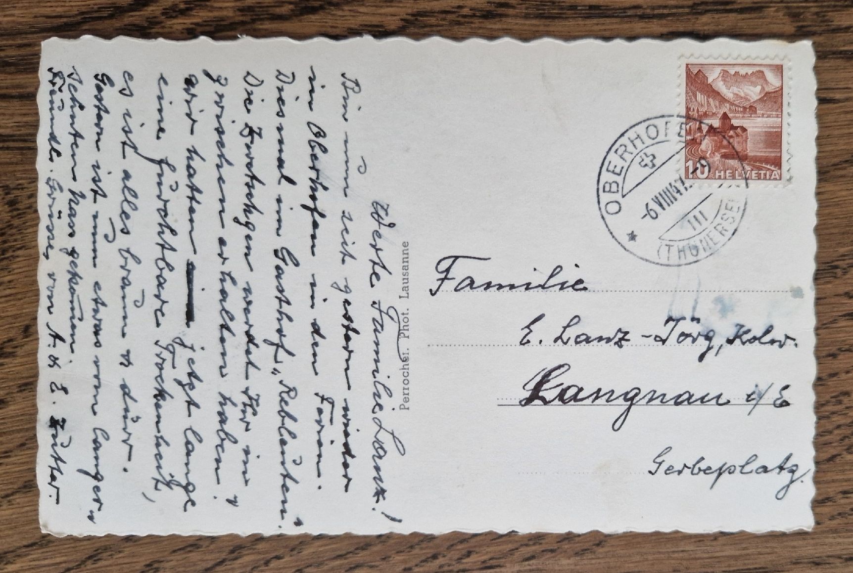 Cartoline postali: Oberhofen am Thunersee 1949 – Usato da Ebikon venduto da Donar50 1