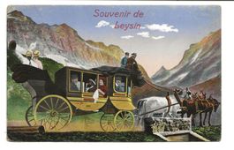 Souvenir de Leysin (VD)  Leporello 10 Bilder - Postkutsche