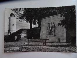 Postkarte Basel: Wehrmänner Denkmal und Wasserturm