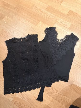 Schwarze Damen Oberteile mit Spitze, Gr. S